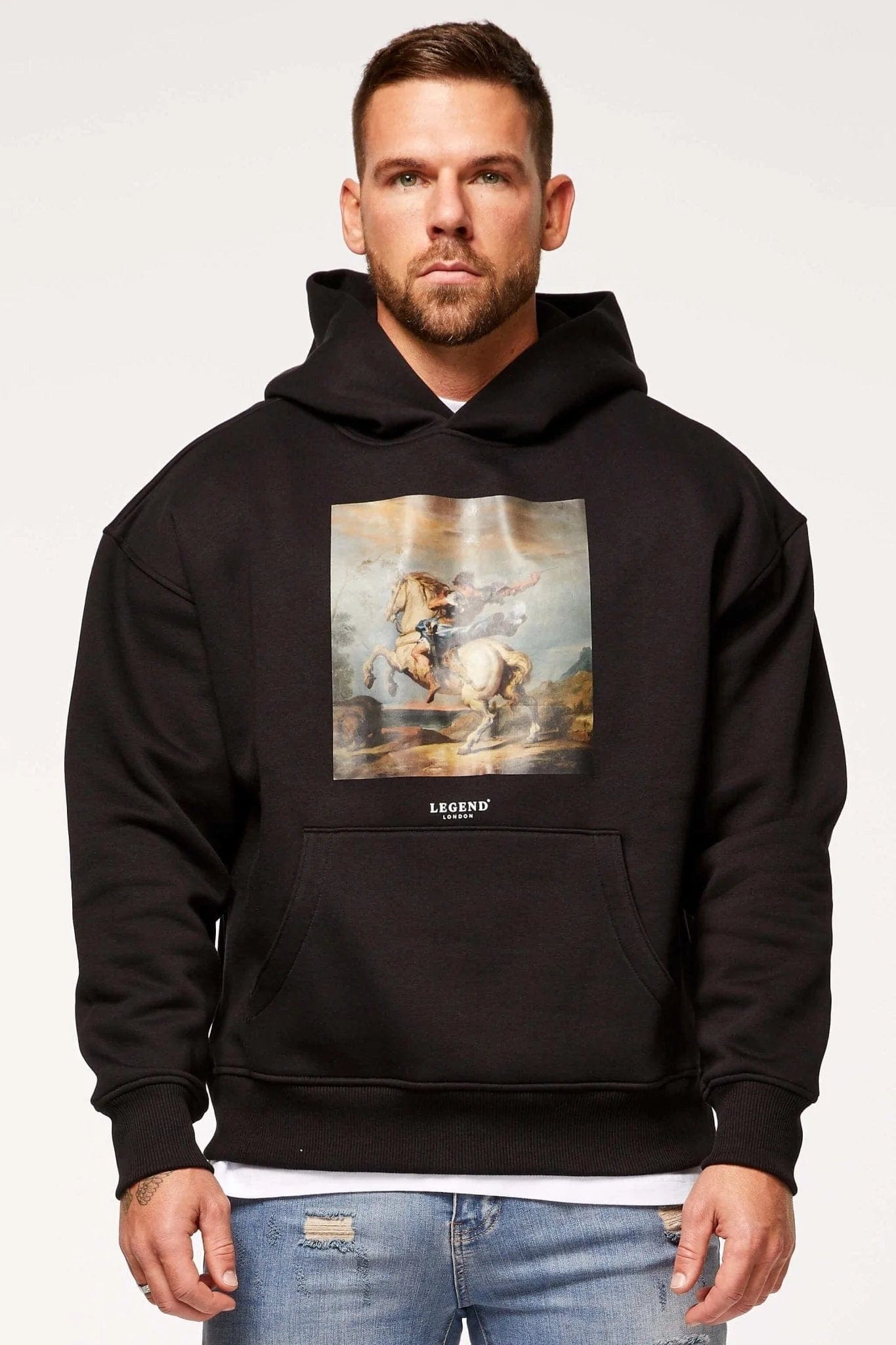 Legend London Hoodies TAKE FLIGHT PRINT HOODIE - BLACK