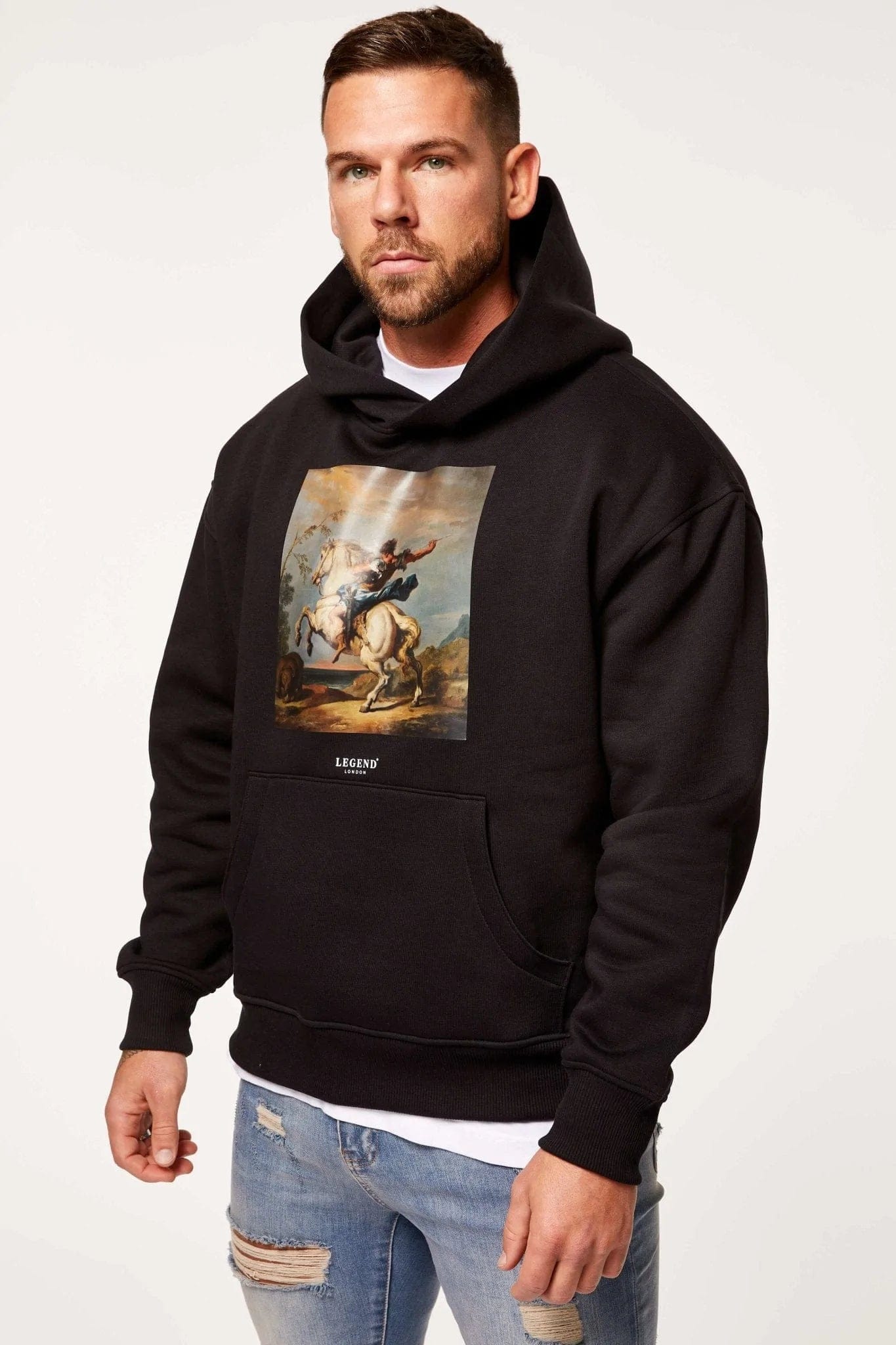 Legend London Hoodies TAKE FLIGHT PRINT HOODIE - BLACK