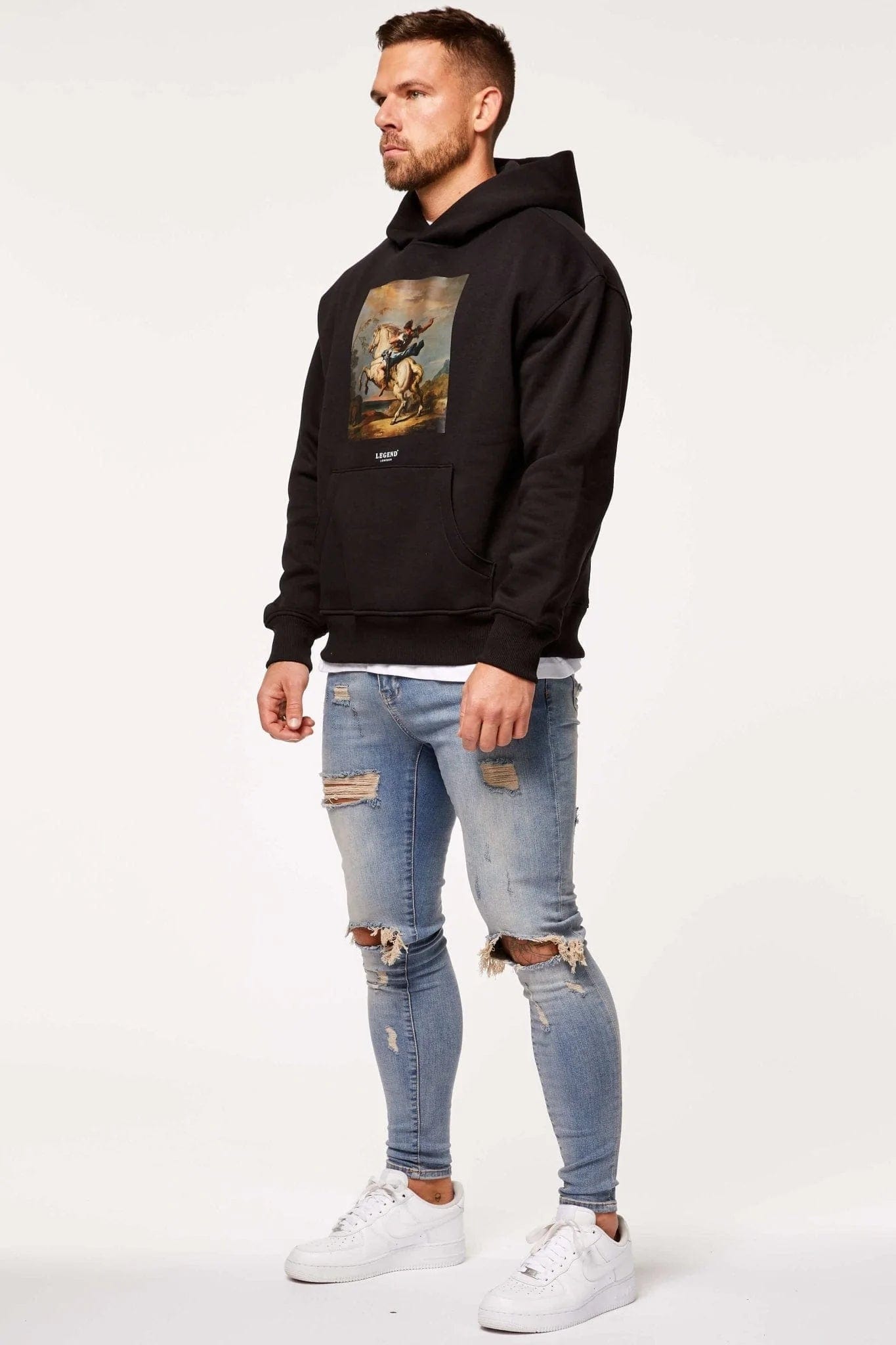 Legend London Hoodies TAKE FLIGHT PRINT HOODIE - BLACK