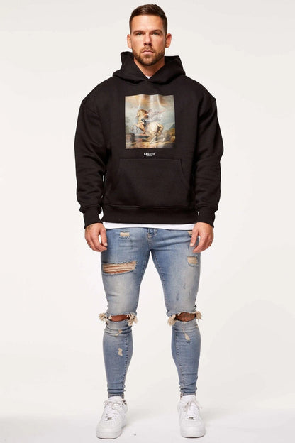 Legend London Hoodies TAKE FLIGHT PRINT HOODIE - BLACK