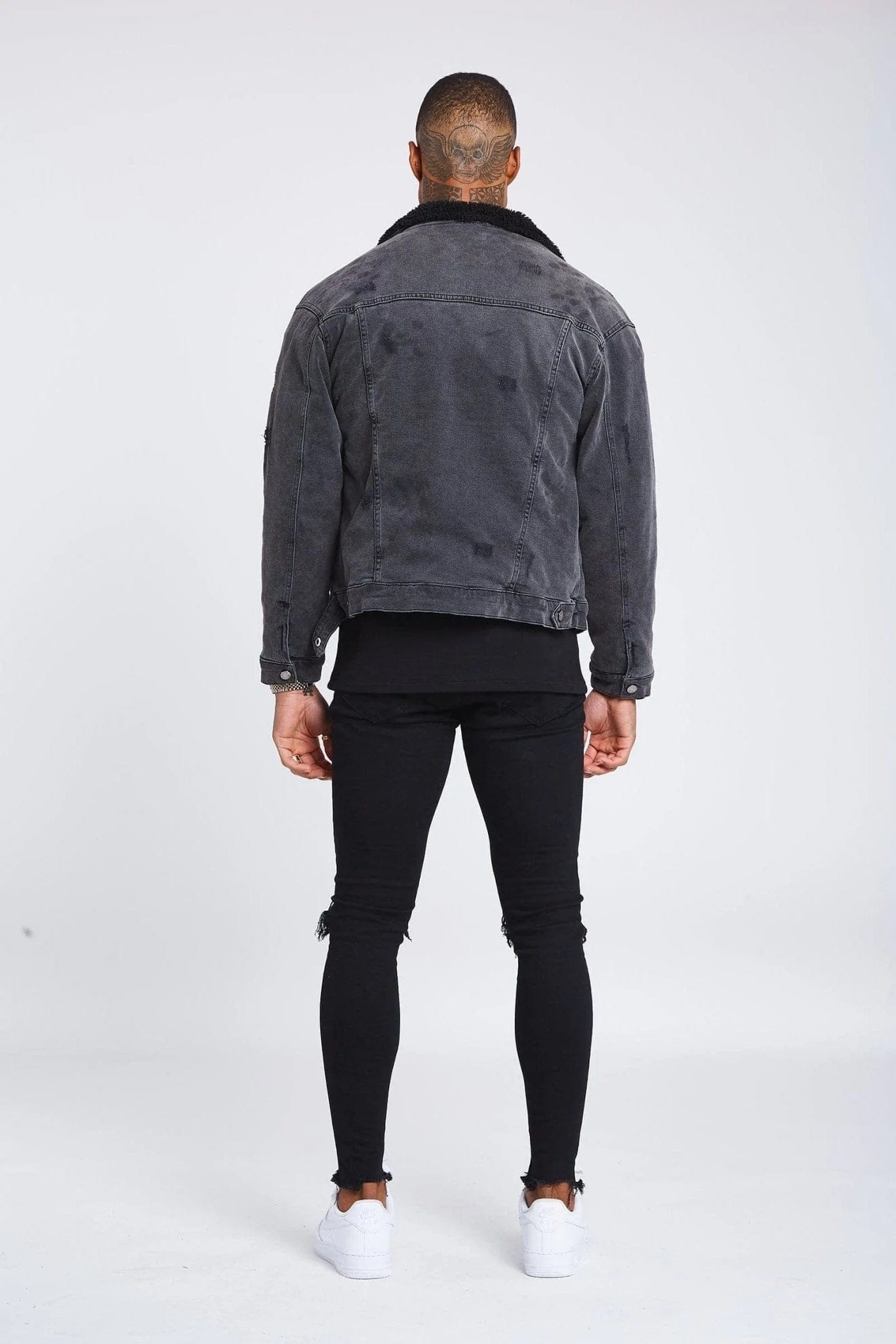 Grey Denim Jacket Faux Fur Lined