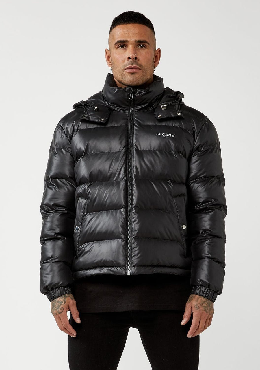 Legend London Jackets HIGH SHINE PUFFER JACKET - BLACK