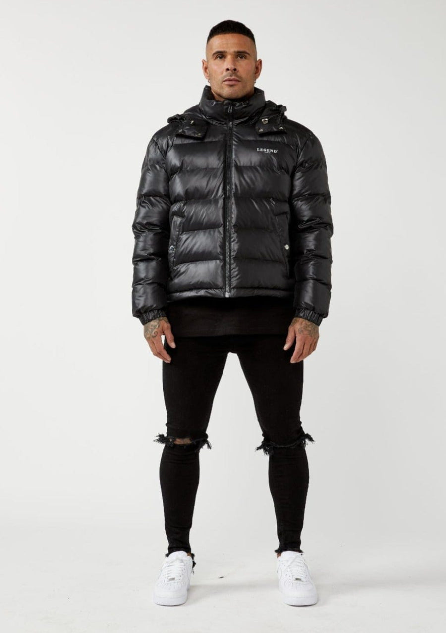 Legend London Jackets HIGH SHINE PUFFER JACKET - BLACK