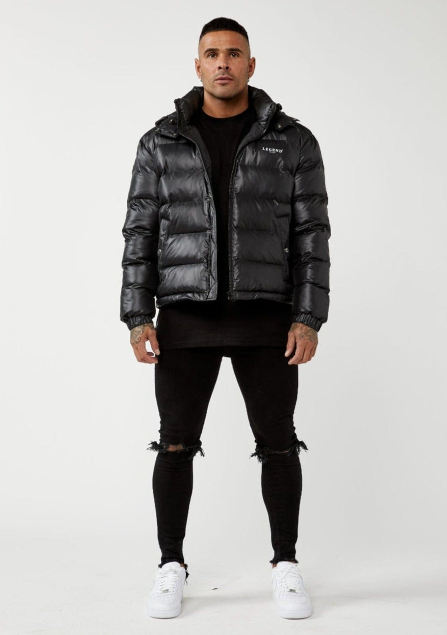 Legend London Jackets HIGH SHINE PUFFER JACKET - BLACK