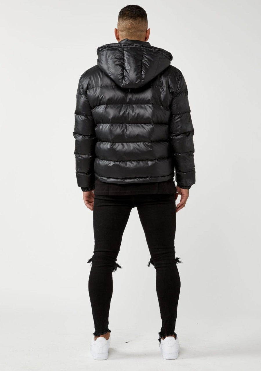 Legend London Jackets HIGH SHINE PUFFER JACKET - BLACK