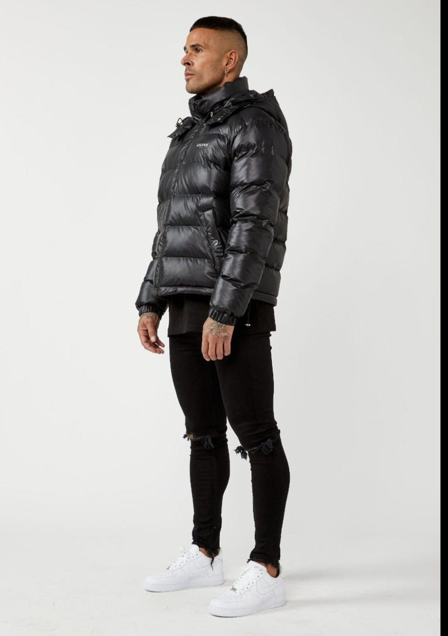 Legend London Jackets HIGH SHINE PUFFER JACKET - BLACK