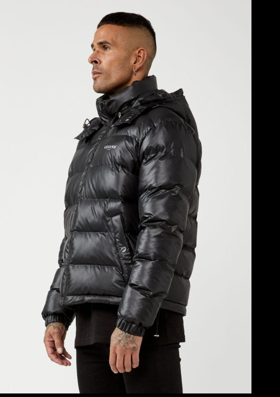 Legend London Jackets HIGH SHINE PUFFER JACKET - BLACK