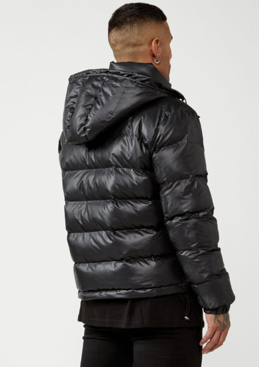 Legend London Jackets HIGH SHINE PUFFER JACKET - BLACK