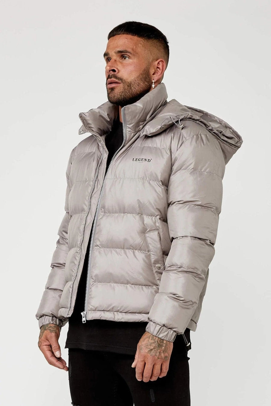 Legend London Jackets HIGH SHINE PUFFER JACKET - SLATE GREY