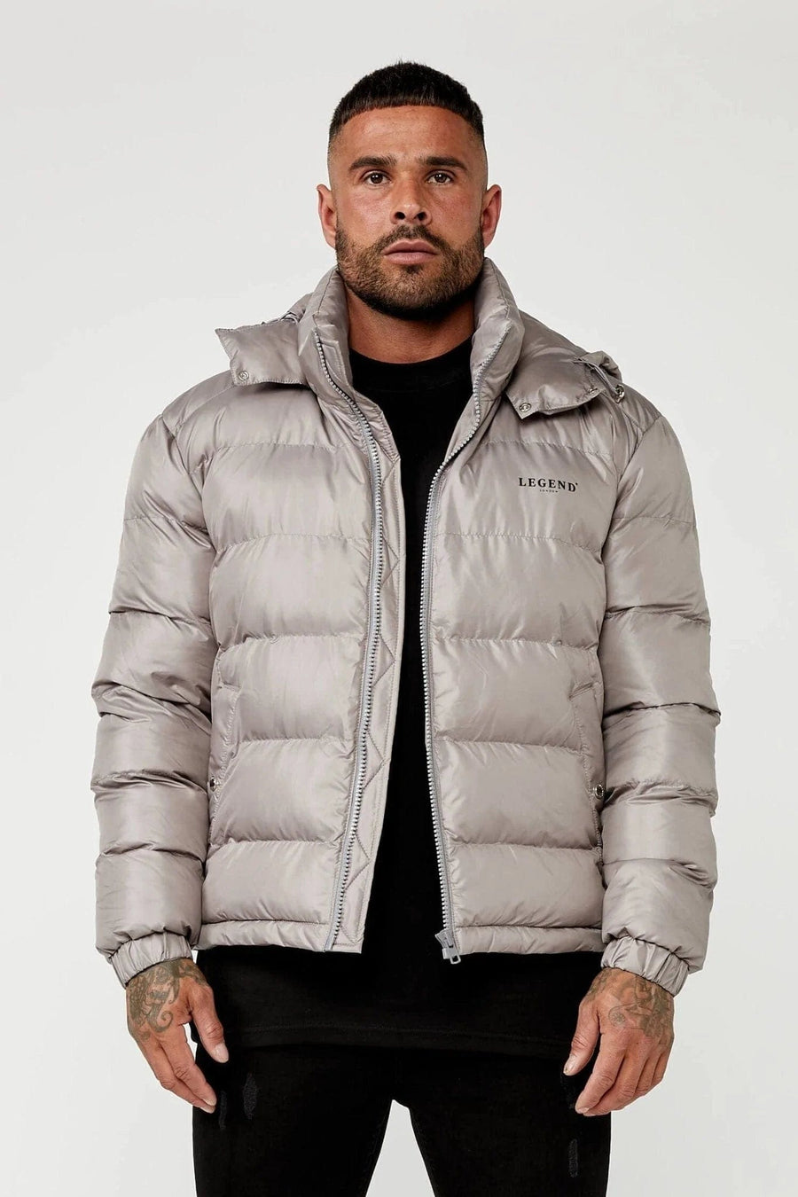 Legend London Jackets HIGH SHINE PUFFER JACKET - SLATE GREY