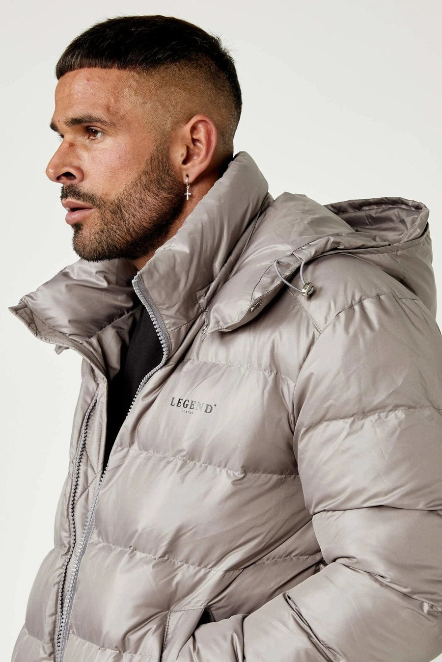 Legend London Jackets HIGH SHINE PUFFER JACKET - SLATE GREY
