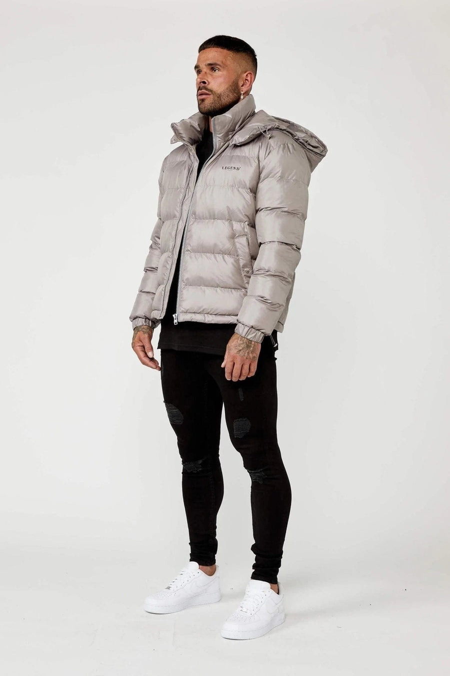 Legend London Jackets HIGH SHINE PUFFER JACKET - SLATE GREY