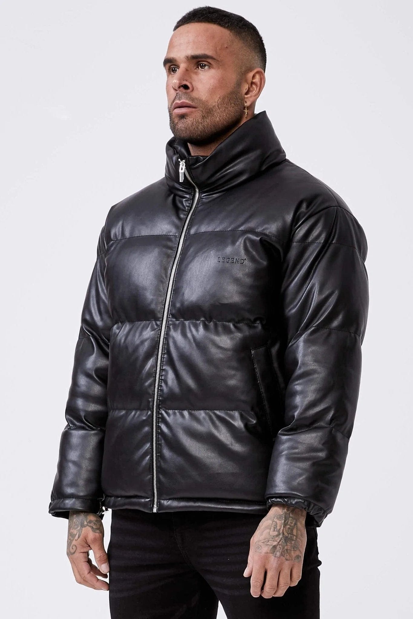 LEATHER PUFFER MATTE BLACK
