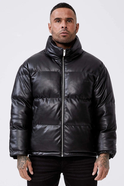 Matte black puffer jacket mens sales