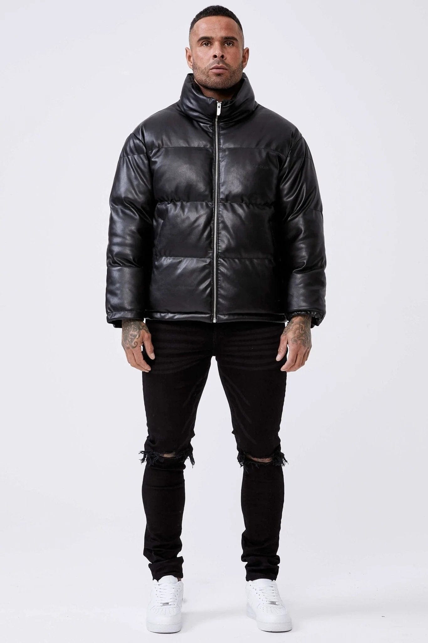 leather puffer jacket