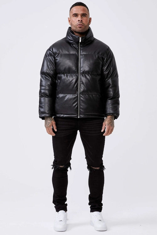 Legend London Jackets Leather Puffer - Matte Black