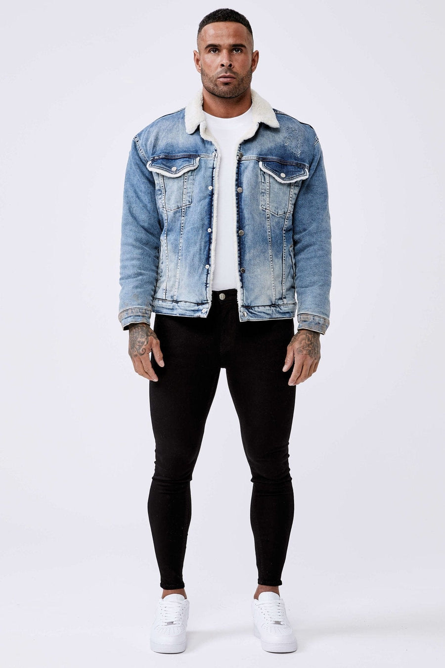 Legend London Jackets Light Indigo Denim Jacket - Faux Fur Lined