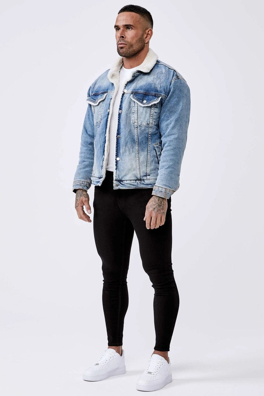 Legend London Jackets Light Indigo Denim Jacket - Faux Fur Lined