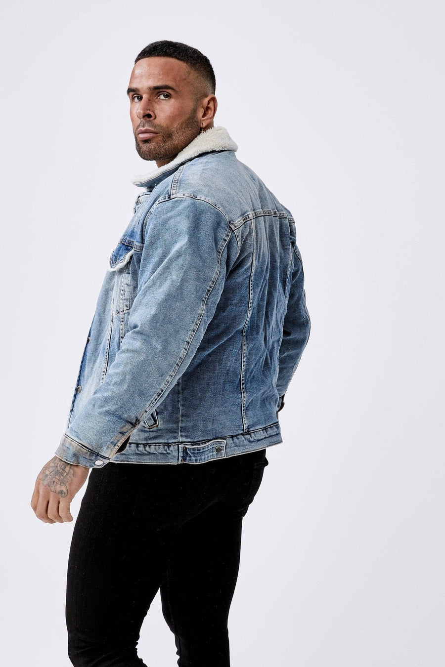 Legend London Jackets Light Indigo Denim Jacket - Faux Fur Lined