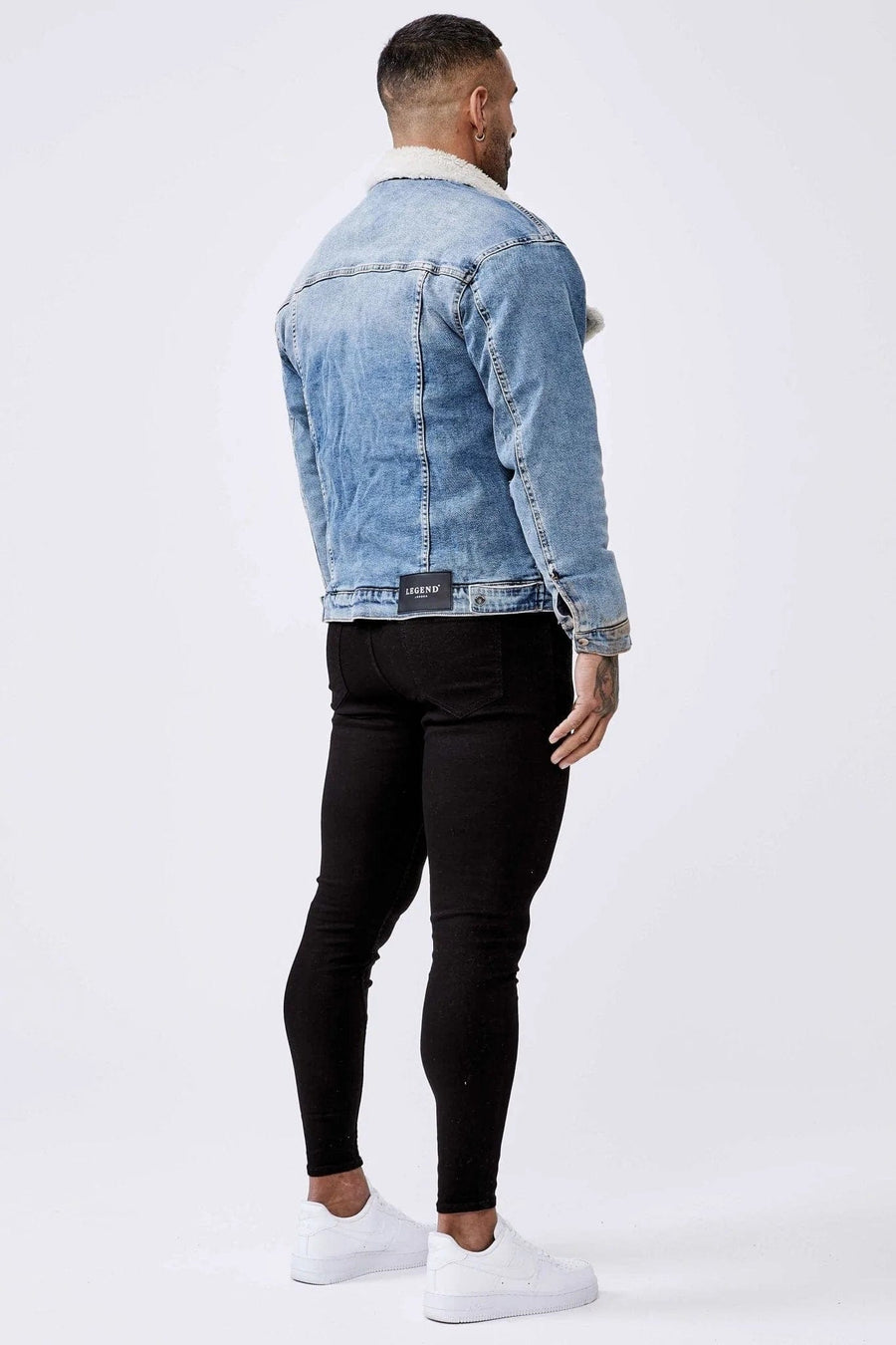 Legend London Jackets Light Indigo Denim Jacket - Faux Fur Lined