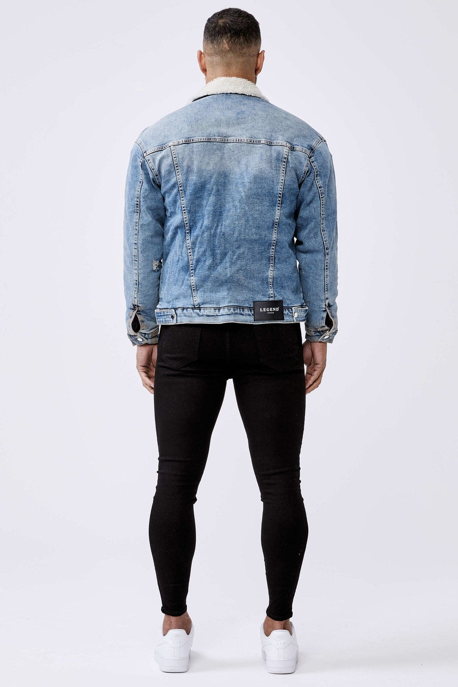 Legend London Jackets Light Indigo Denim Jacket - Faux Fur Lined