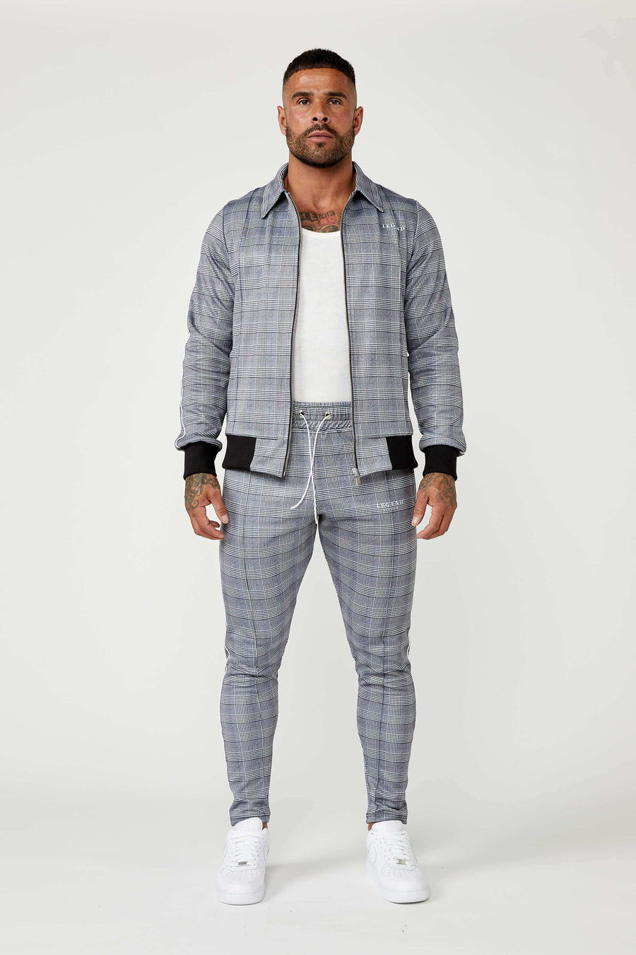 Legend London Jackets Smart Track Jacket In Check - Grey