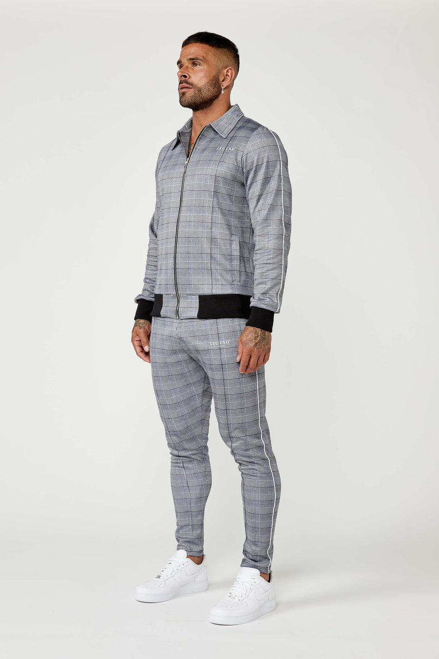 Legend London Jackets Smart Track Jacket In Check - Grey