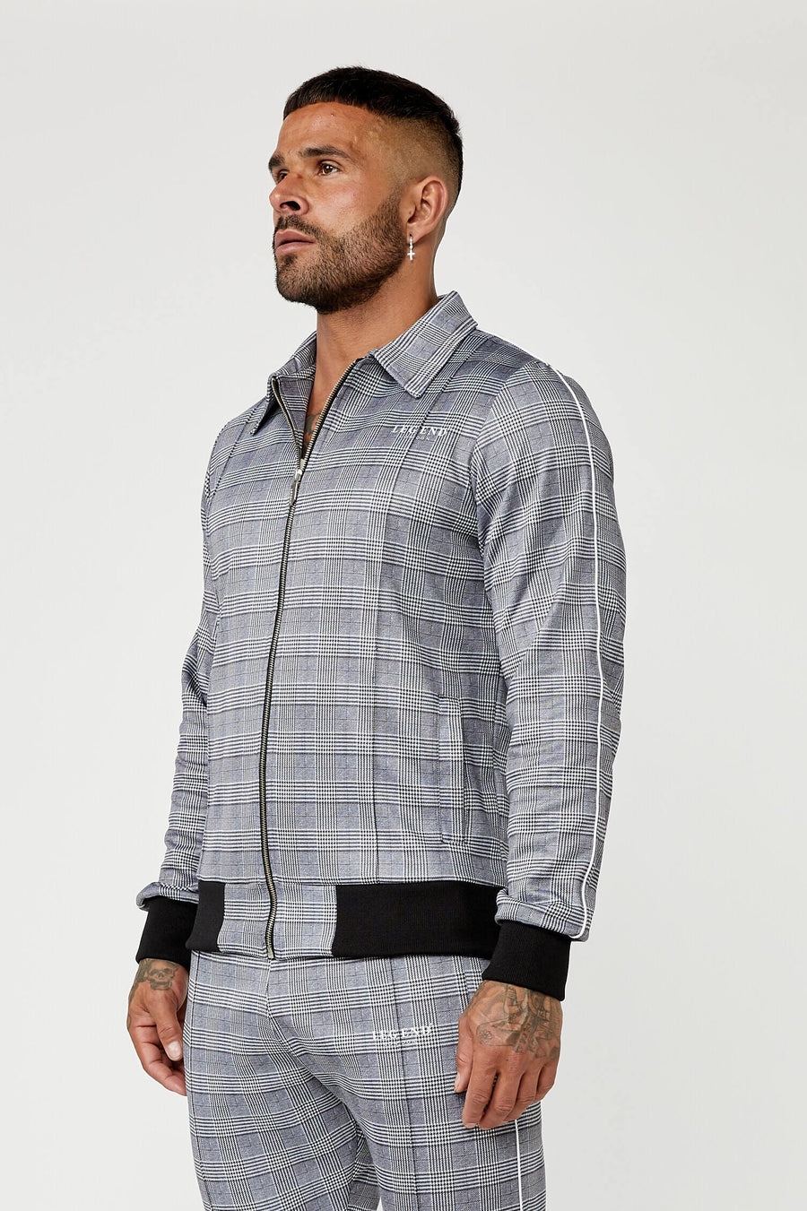 Legend London Jackets Smart Track Jacket In Check - Grey