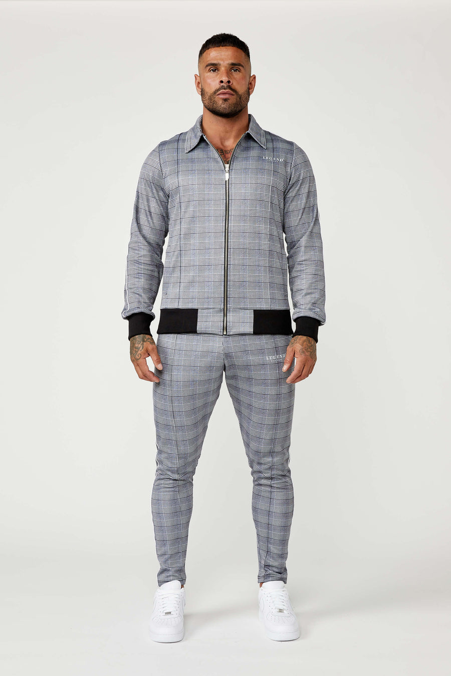 Legend London Jackets Smart Track Jacket In Check - Grey