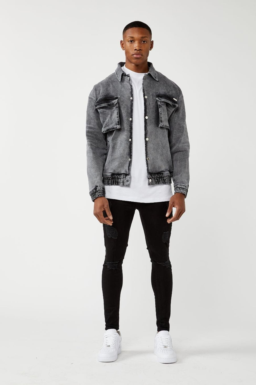 Legend London Jackets UTILITY DENIM JACKET - WASHED GREY