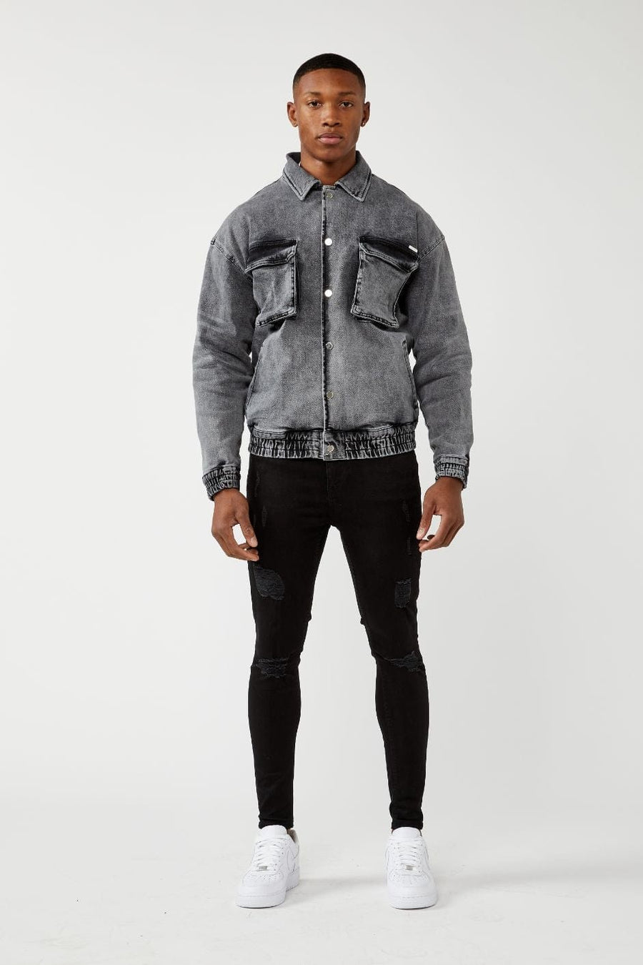 Legend London Jackets UTILITY DENIM JACKET - WASHED GREY