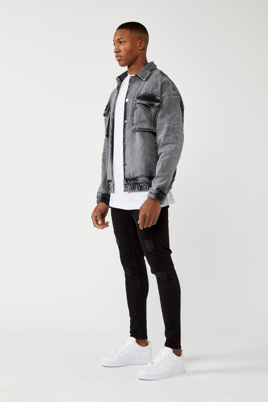 Legend London Jackets UTILITY DENIM JACKET - WASHED GREY