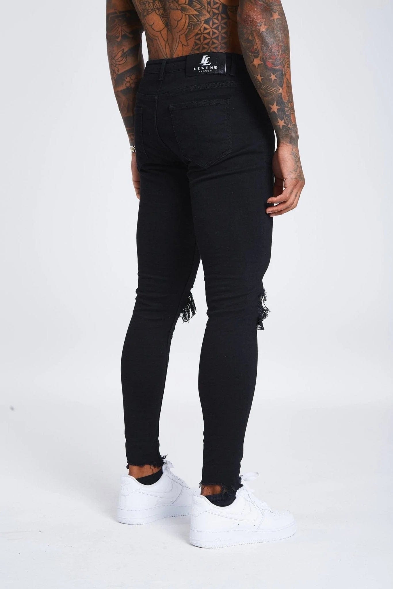 Legend London Jeans Black Destroyed Knee Jeans