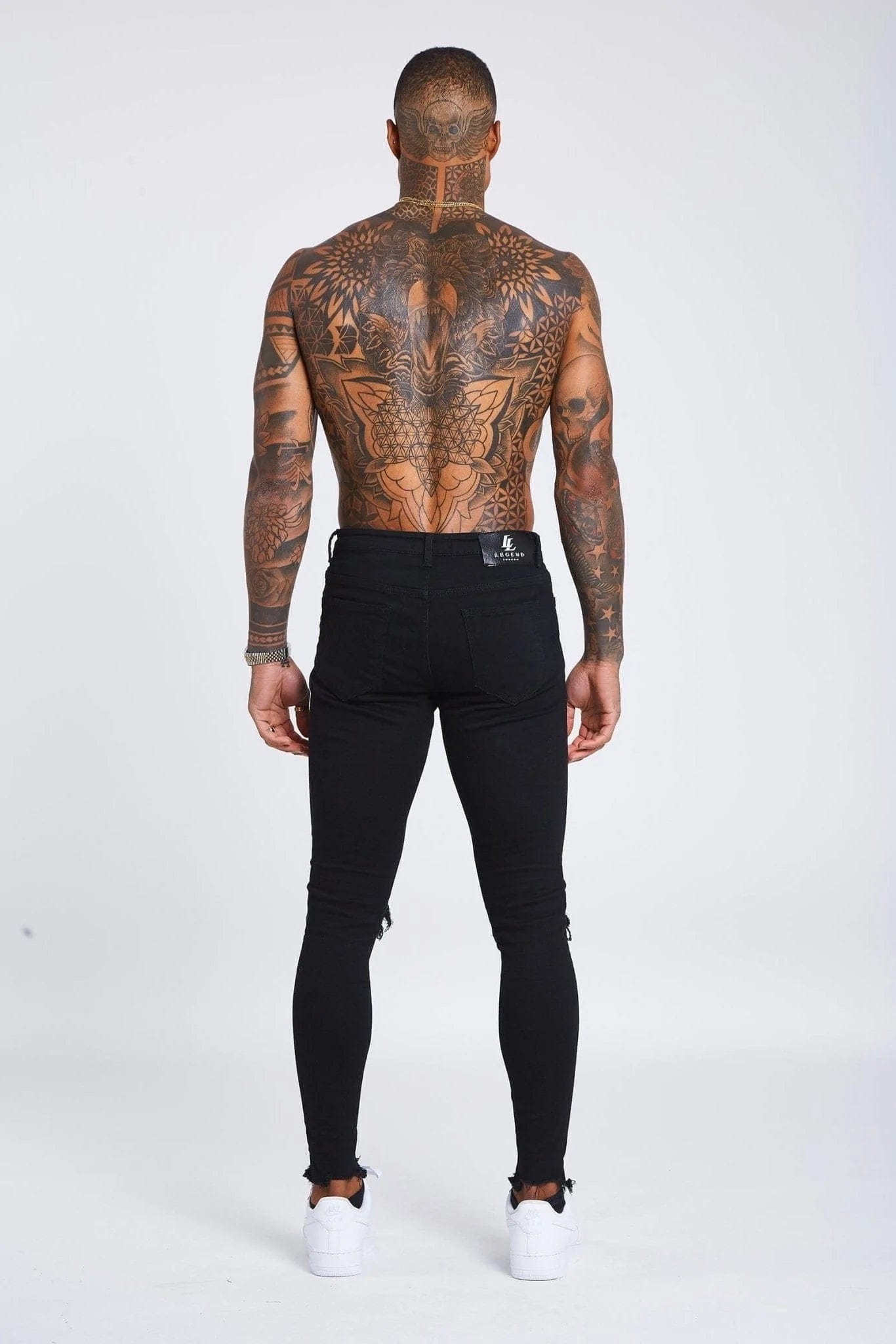 Legend London Jeans Black Destroyed Knee Jeans
