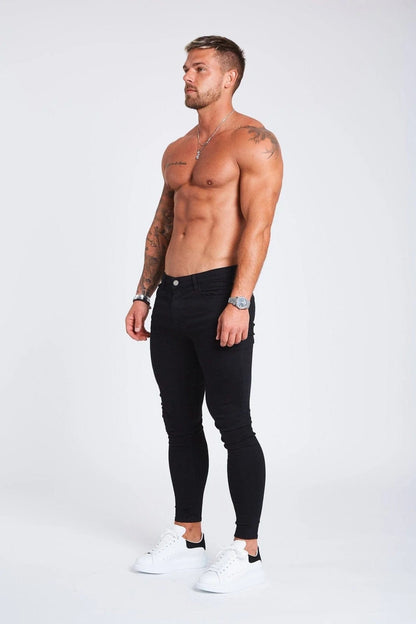 Men's Jet Black Jeans (Non-Ripped) - Legend London