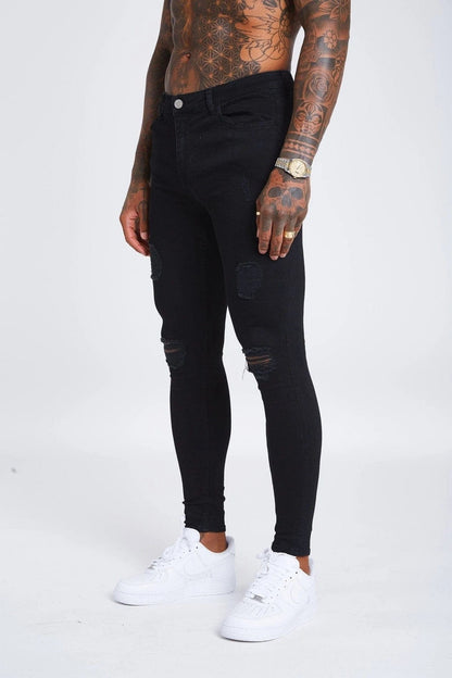 BLACK JEANS - RIPPED & REPAIRED – Legend London
