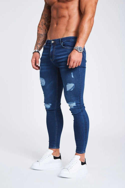 Legend London Jeans Dark Blue Jeans - Ripped &amp; Repaired