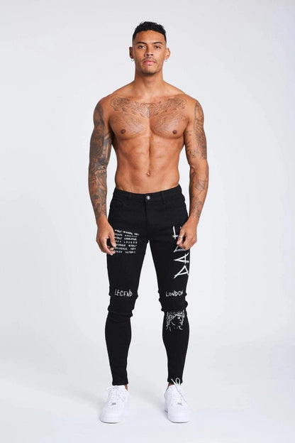 Legend London Jeans Graffiti Jeans - Black