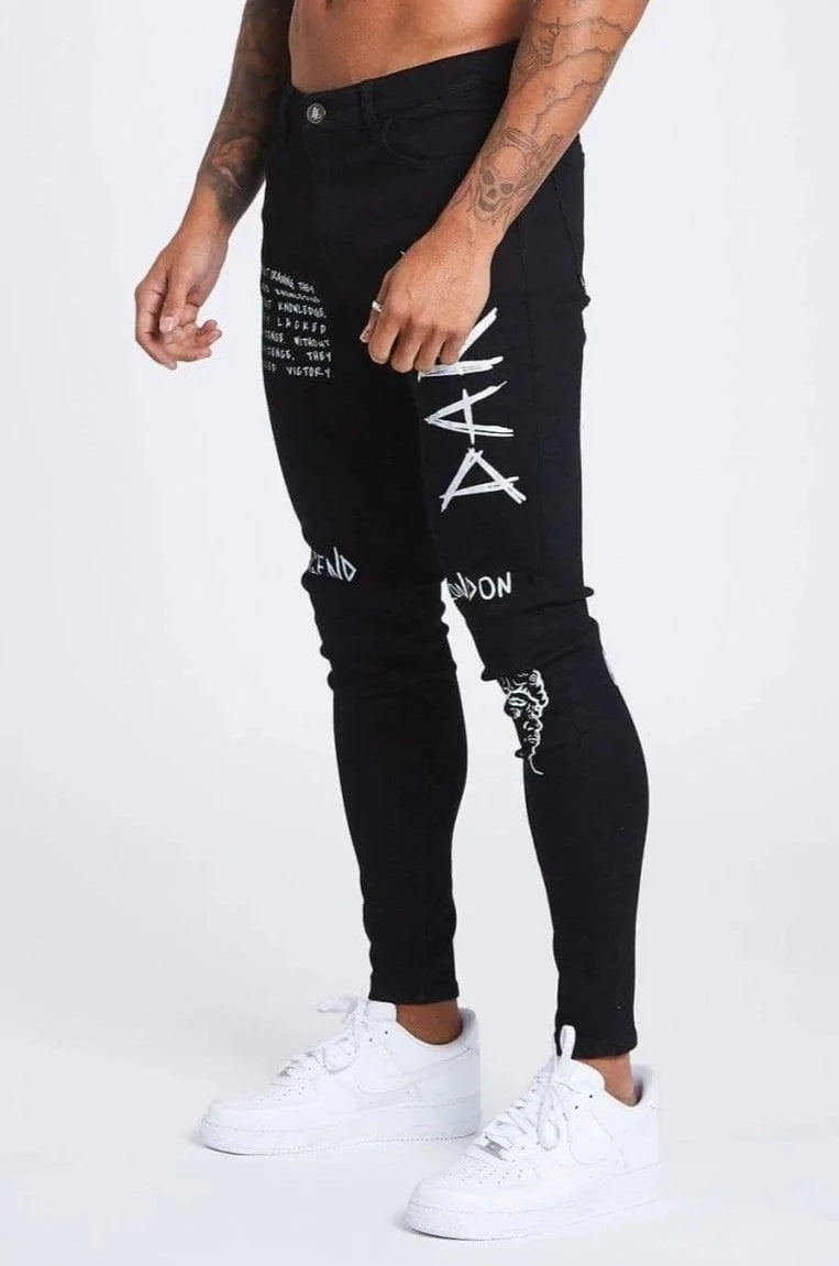 Legend London Jeans Graffiti Jeans - Black