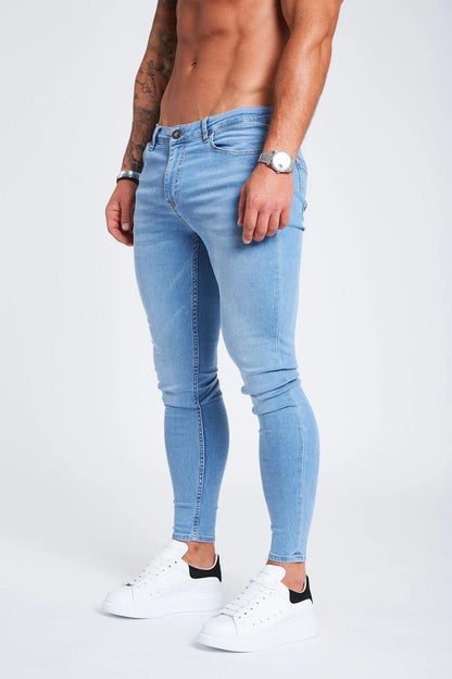 SKINNY FIT JEANS NON RIPPED LIGHT BLUE – Legend London