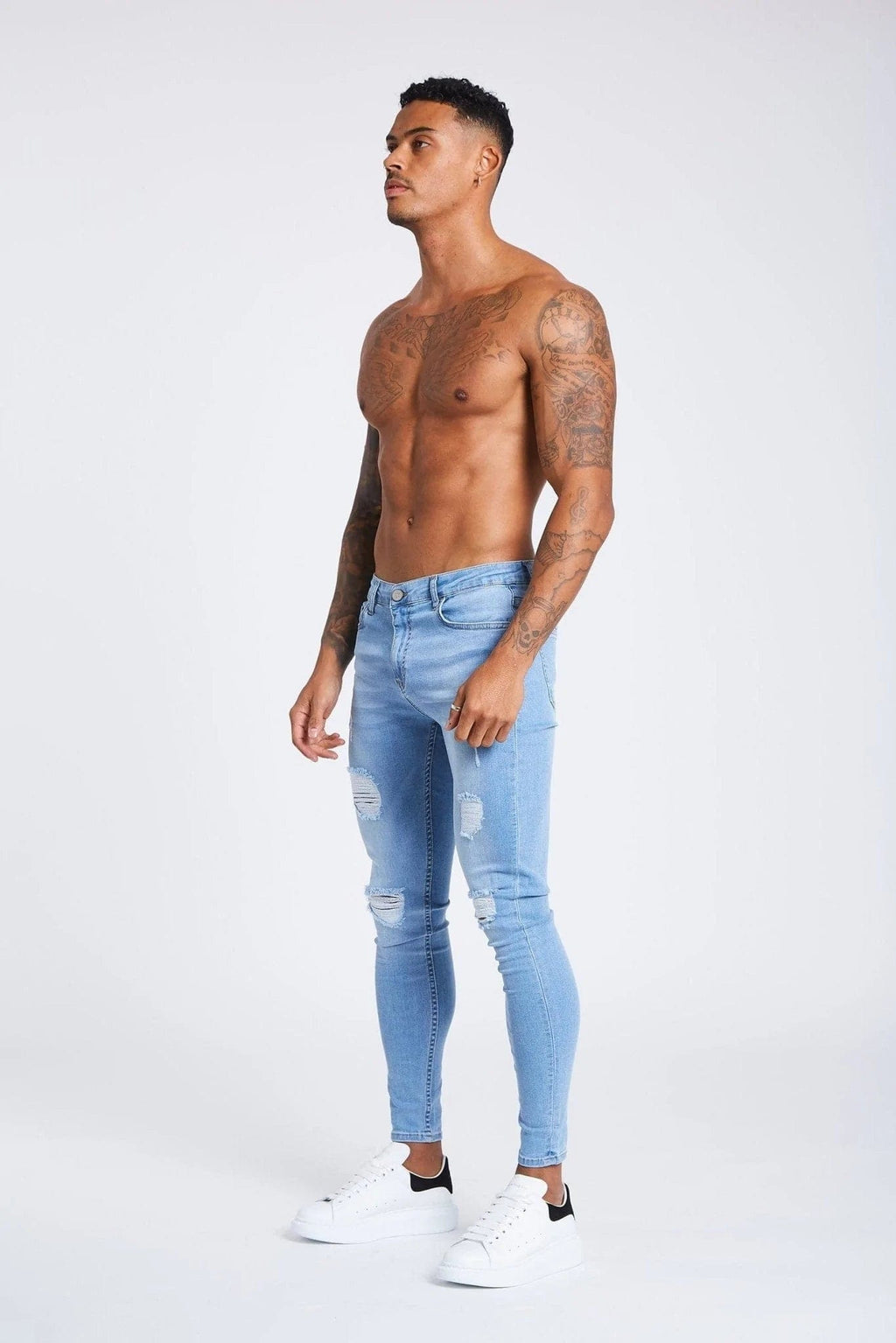 alt
Legend London Jeans Hellblaue Jeans – im Used-Look mit Rissen und Reparaturen