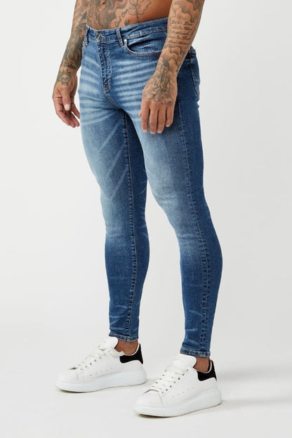 PREMIUM SPRAY-ON FIT JEANS - DARK BLUE – Legend London