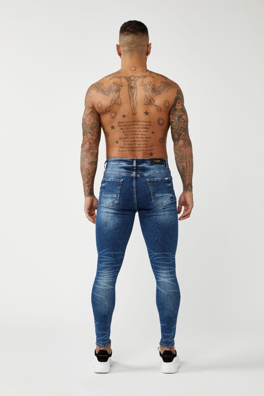 PREMIUM SPRAY-ON FIT JEANS - DARK BLUE – Legend London