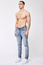 Legend London Jean skinny fit - bleu clair délavé, genou détruit