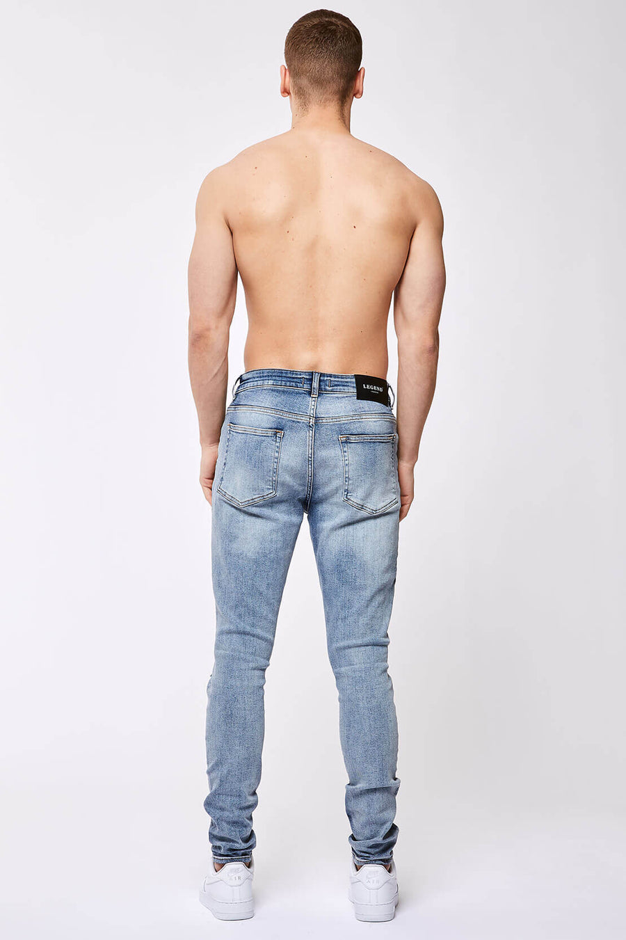 Legend London Jeans SKINNY FIT JEANS - LIGHT BLUE OVERDYE DESTROYED KNEE
