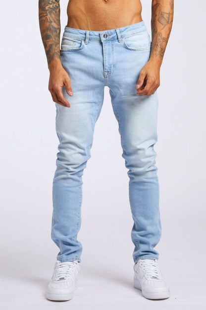 SKINNY FIT JEANS - LIGHT BLUE WASH – Legend London