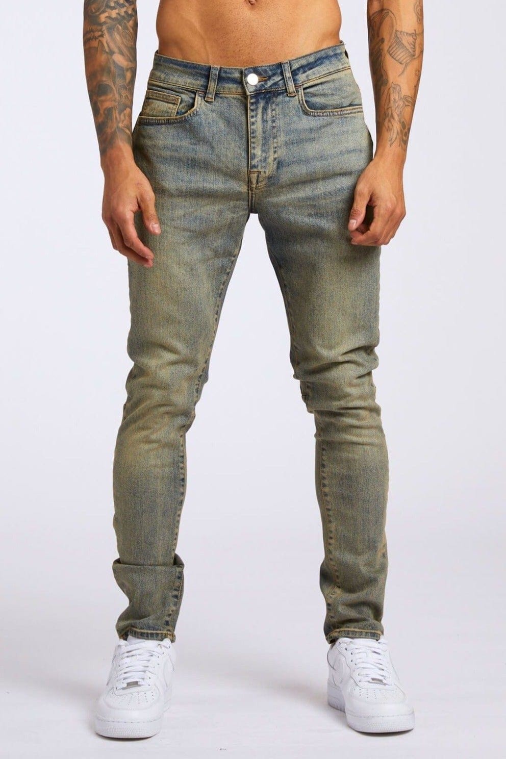 High Rise Wide Leg Stone Wash Jeans