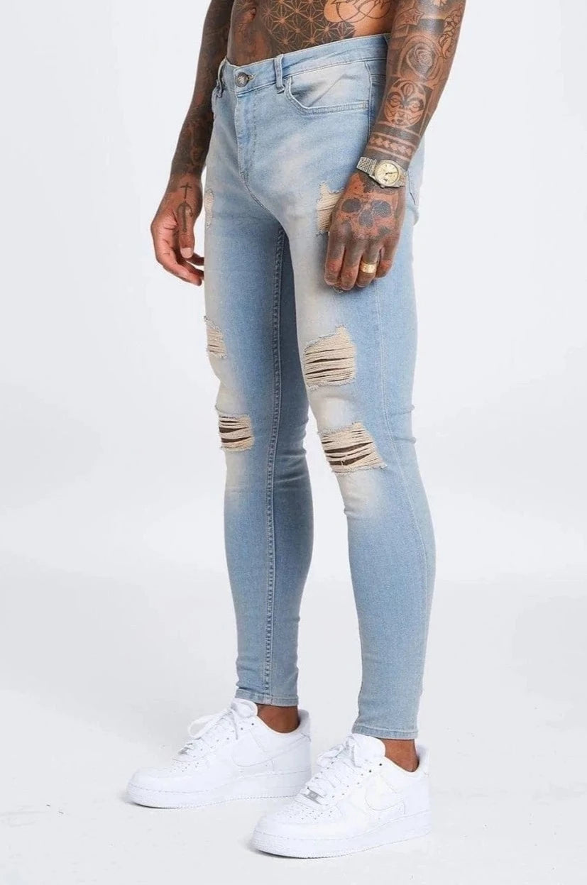 Legend London Jeans Stone Washed Jeans - Ripped &amp; Repaired