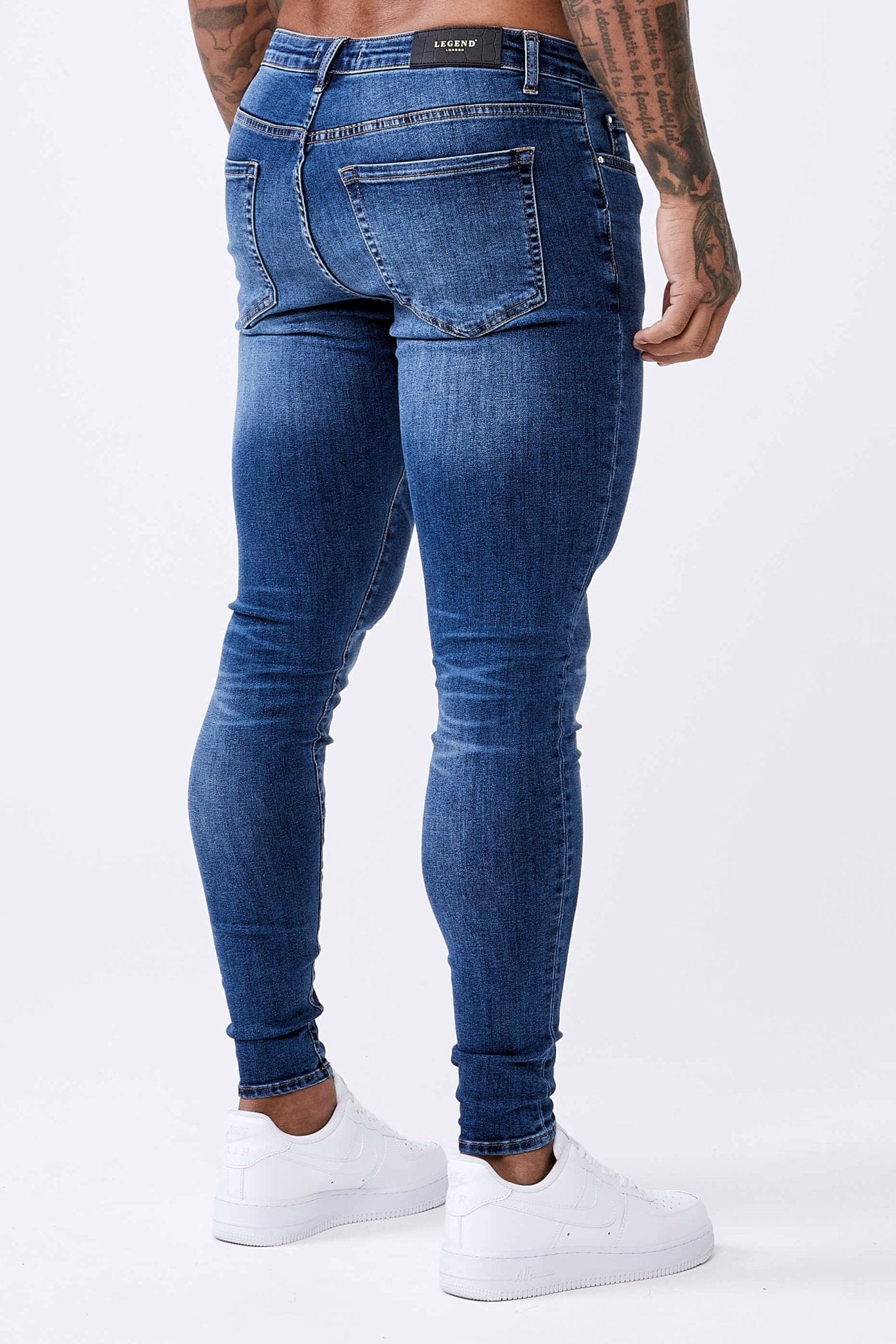 SKINNY FIT JEANS VINTAGE BLUE EXTREME WASH – Legend London