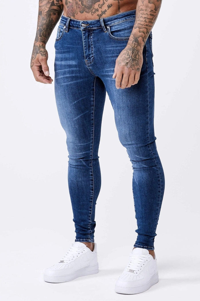 SKINNY FIT JEANS VINTAGE BLUE EXTREME WASH Legend London